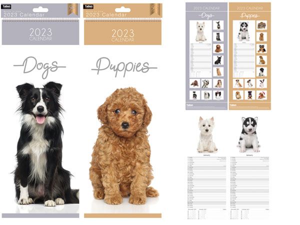 24x 2023 Superslim Calendar - Puppies And Dogs