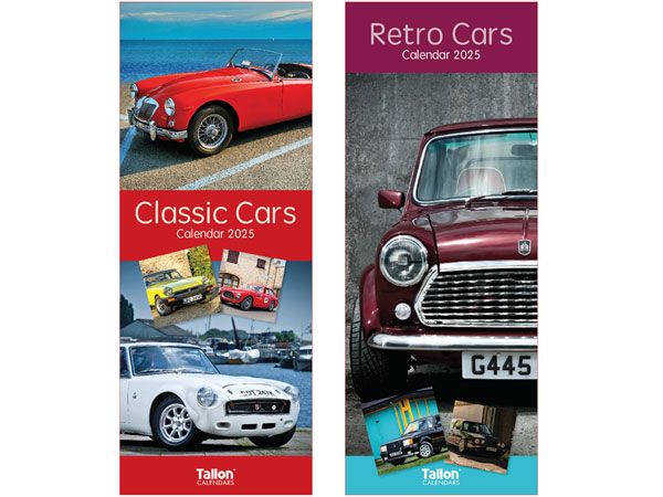 24x 2025 Super Slim Calendar - Classic And Retro Cars 