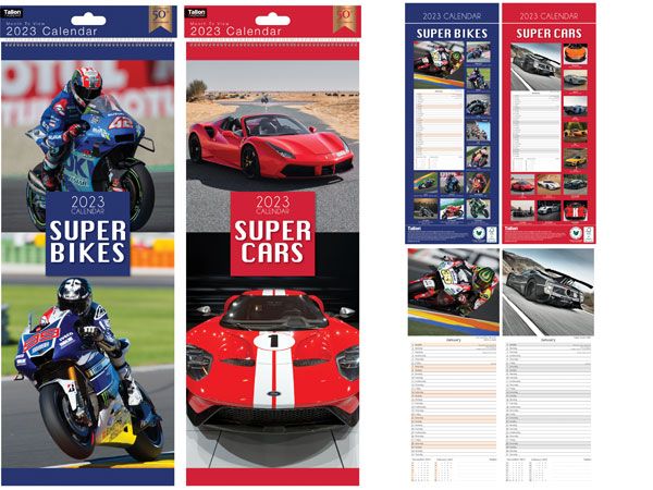 24x 2023 Superslim Calendar - Super Cars And Super Bikes