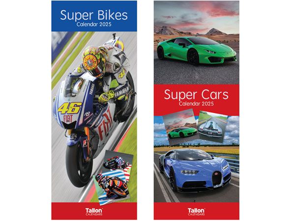 24x 2025 Super Slim Calendar - Super Cars And Super Bikes