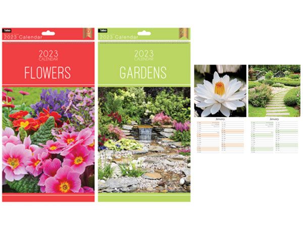 12x Midi 2023 Wall Calendar - Flowers And Gardens