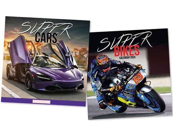 12x 2025 Square Calendar - Super Cars And Bikes