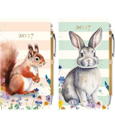 12x 2027 Slim Diary Week To View With Pen...Animal Designs