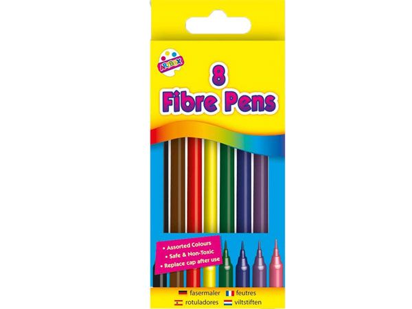 Wholesale 8 Pack Fibre Felt Tip Pens | Bulk Buy