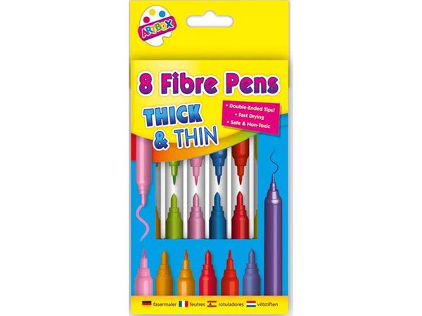 Art Box 8pk Thick & Thin Fibre Pens | 1097