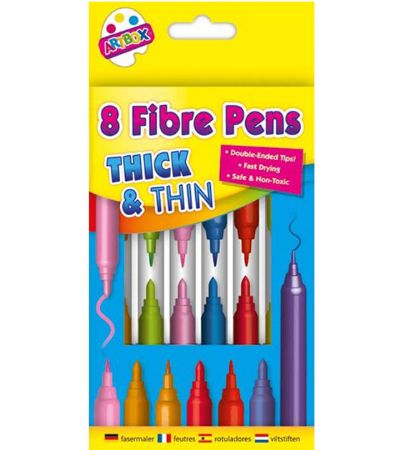 Art Box 8pk Thick & Thin Fibre Pens | 1097