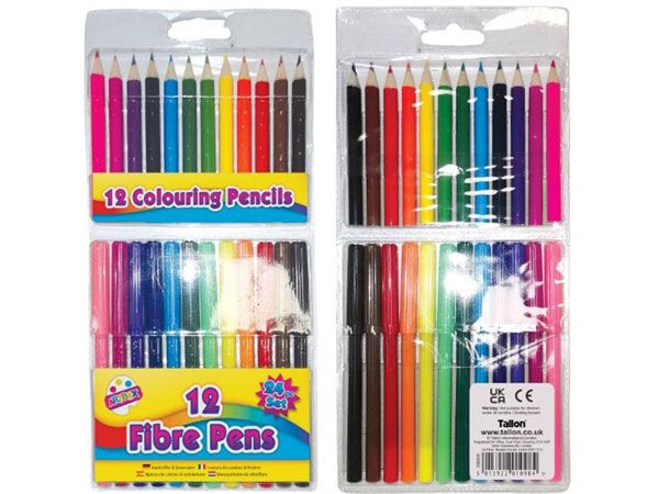 Artbox 12 Fibre Pens & 12 Half Size Pencils | Bulk