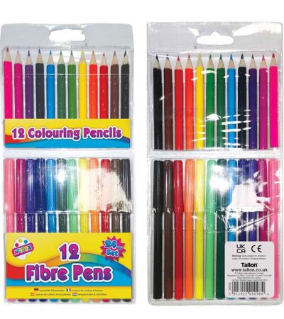 Artbox 12 Fibre Pens & 12 Half Size Pencils | Bulk