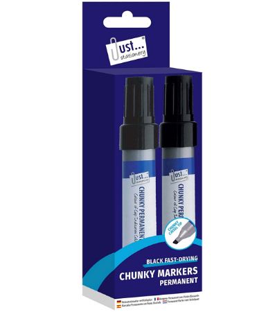 Just Stationery 2pk Black Fast Drying Chunky Permanent Markers