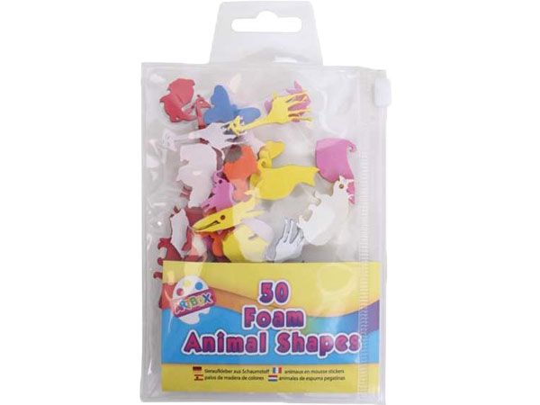 Art Box - 100 Foam Animal Shapes, In Re-Sealable Pack