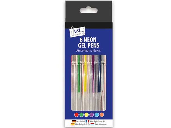 Just Stationery 6pk Neon Gel Pens
