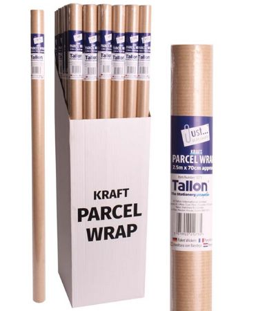 Display Of 36 Just Stationery 2.5mtr Parcel/Kraft Wrap Paper  SPECIAL OFFER | 1273