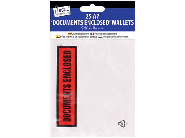 Just Stationery 25pk A7 Documents Enclosed Wallets
