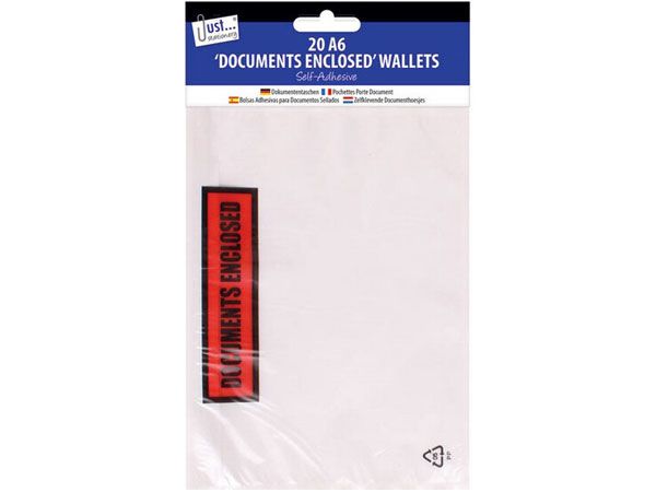 Just Stationery 20pk A6 Documents Enclosed Wallets