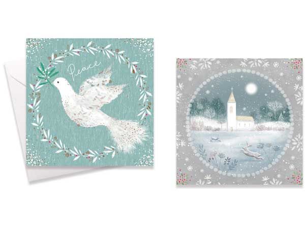 10pk Square Christmas Cards - Peace