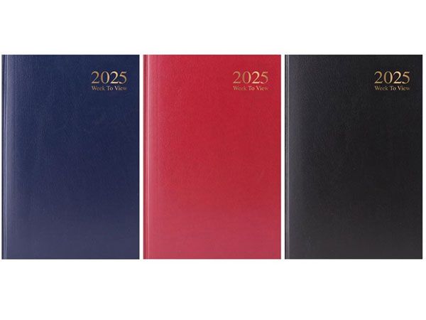 A5 Week To View Casebound 2025 Diary, Assorted Colours Picked Art Random