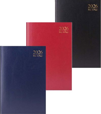 A4 Day A Page 2026 Casebound Diary, Assorted Picked At Random
