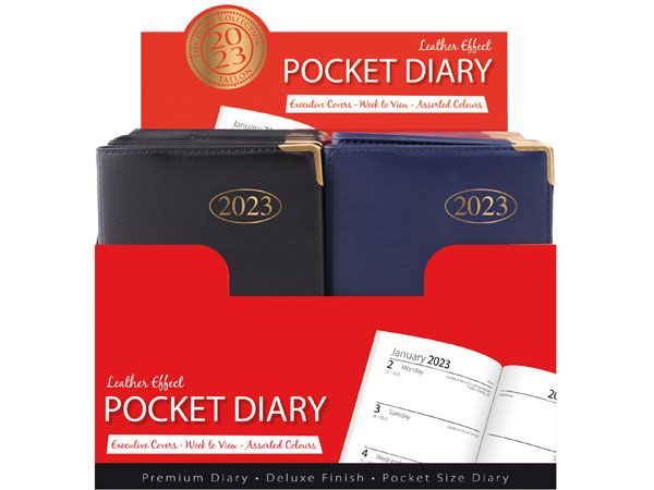 30 x PVC Pocket Gilt Corner Diary 2023