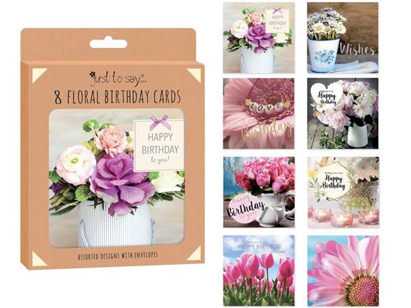 Just To Say...8pk Floral Happy Birthday Card | 4492