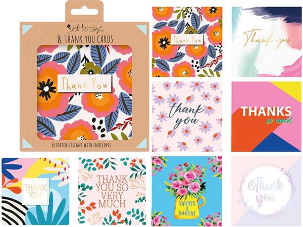 Wholesale 8 Mixed Thank You Cards | Bulk Buy