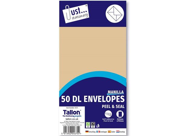 Just Stationery 50pk DL Manila Peel And Seal Envelopes