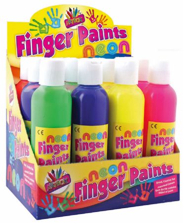 12x Assorted Art Box Neon Finger Paints | 5108/48