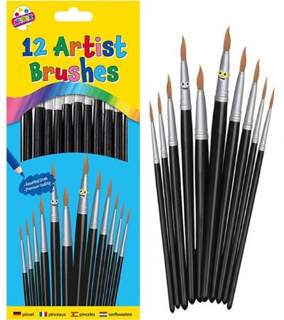 Art Box 12pk Natural Bristle Artist Brush Set