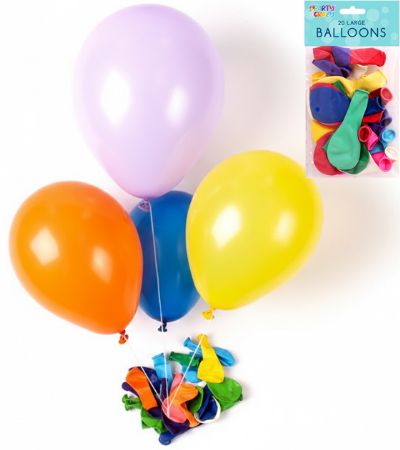 12x Party Crazy 20pk  9 inch Large Balloons - Helium Quality