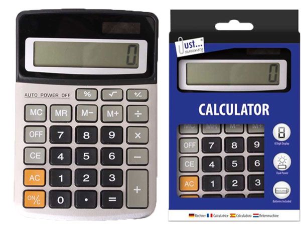 Just Stationery Midi 8 Digit Calculator - Dual Power