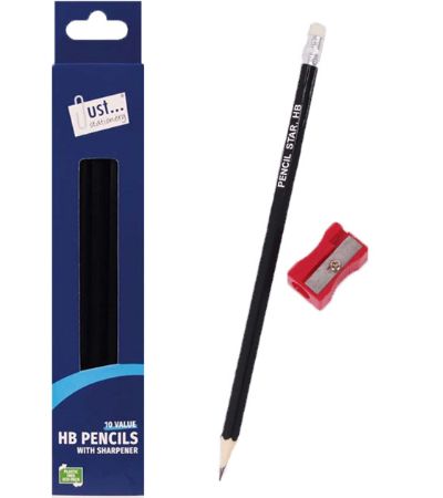 Just Stationery 10pk HB Pencils With Sharpener