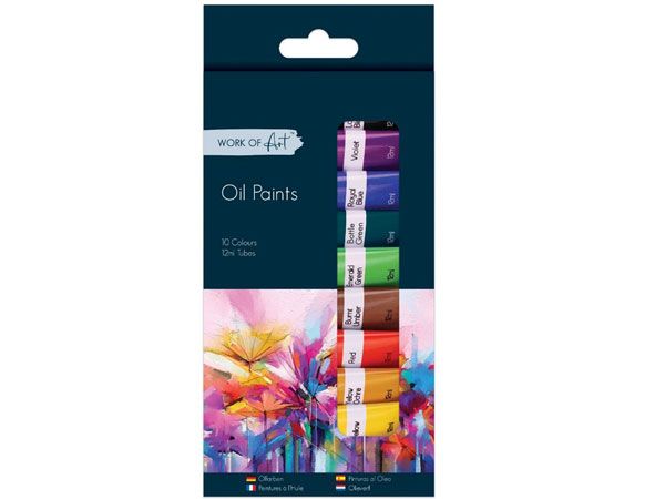 Work Of Art - 10 Colour Oil Paints, Large 12ml Tubes | 6743