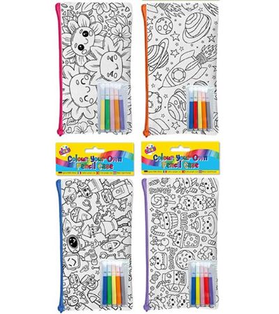 12x ArtBox Colour Your Own Pencil Case In Assorted Designs