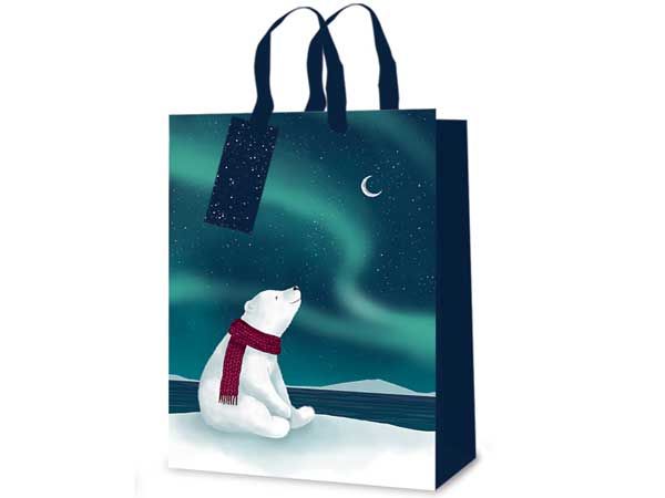 12x Medium Christmas Gift Bag - Polar Northern Lights 