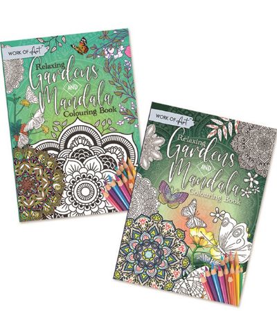 12 x Work Of Art Colour A4 Therapy Colouring Book... Gardens And Mandala