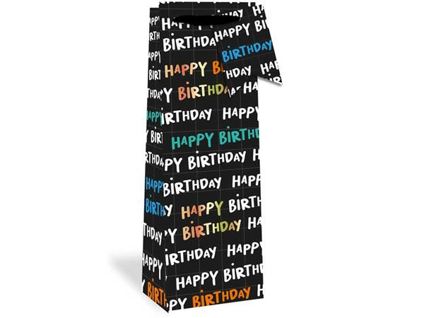 Wholesale Bottle Gift Bags | Happy Birthday Text Design