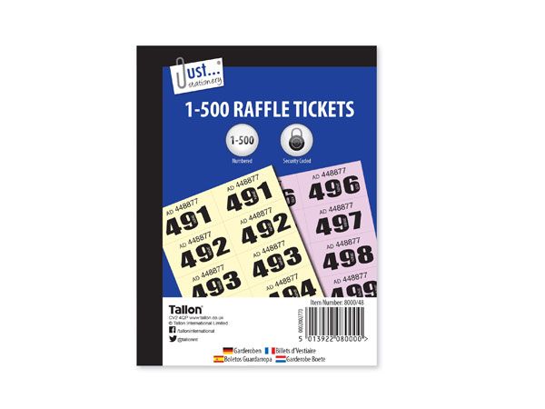 Just Stationery 1-500 Cloakroom & Raffle Tickets 
