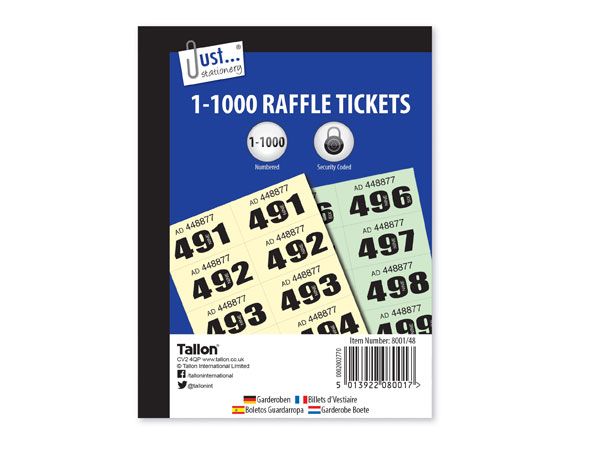 Just Stationery 1-1000 Cloakroom & Raffle Tickets