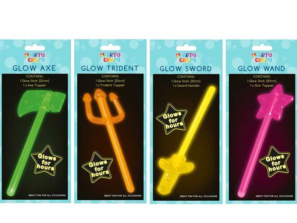 12x Party Crazy - Mixed Glow Wands In Counter Display
