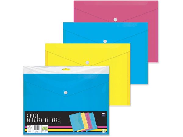 Brights 4 pack A4 Carry Folders