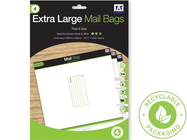 A* Stationery 4 Extra Larger Mail Bags Peel and Seal