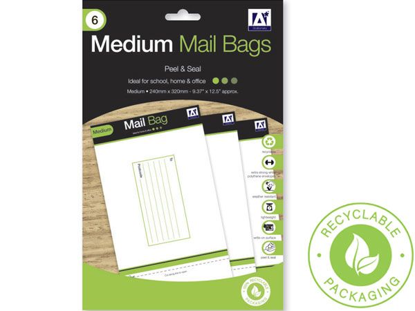 A* Stationery 6 Medium Mail Bags Peel and Seal