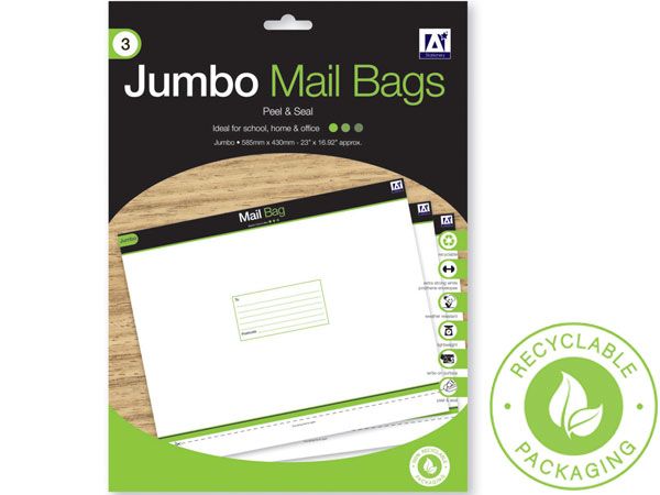 A* Stationery 3 Jumbo Mail Bags Peel and Seal