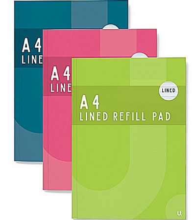 12x A4 Refill Pads In Assorted Colours, by U. Stationery