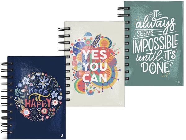 12x A6 Hardback Spiral Note Book - Quotes Designs, by U. Stationery | P1137