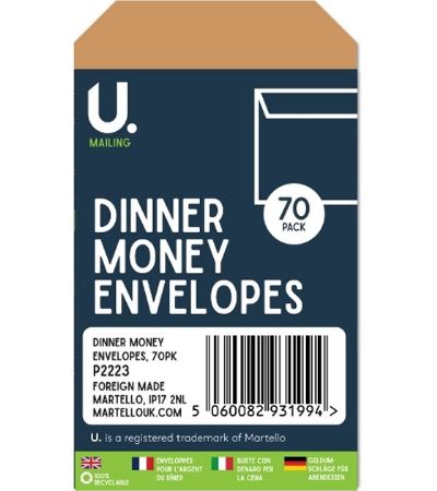 U.Mailing 70pk Dinner Money Envelopes