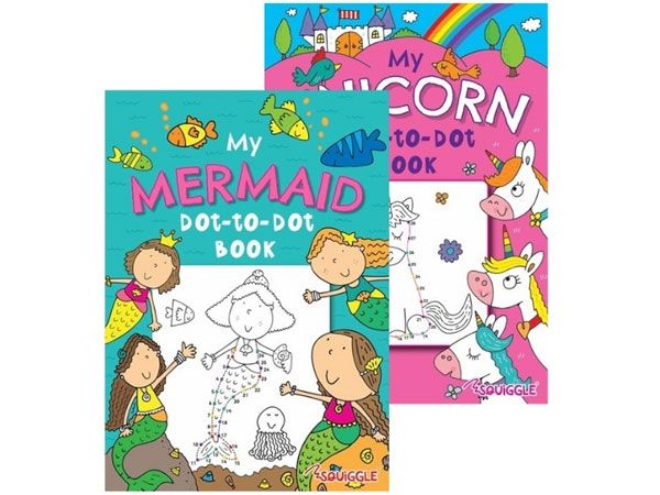 6x Squiggle Mermaid & Uniccorn Colouring Books | P2256