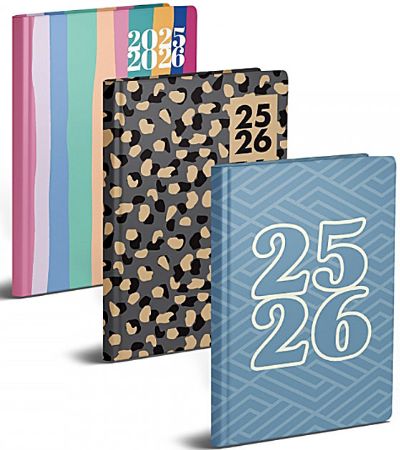 A5 Week To View Patterned Academic Diary 2025-26, Assorted Colours