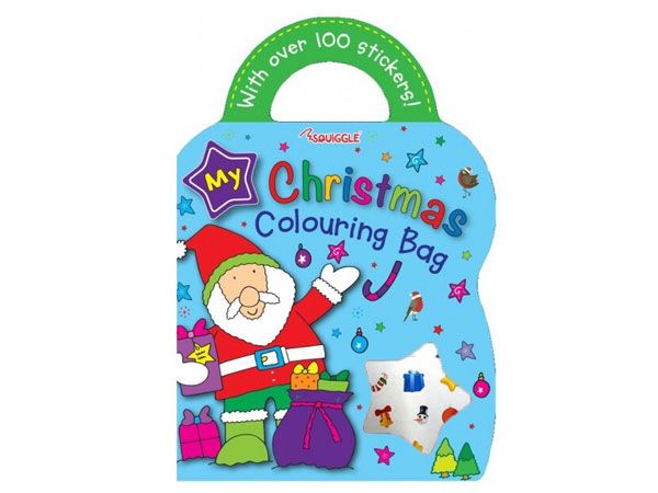 6x Christmas Colouring & Sticker Book with Handle
