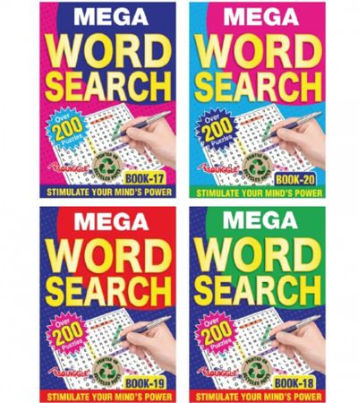 6x Squiggle A5 Word Searh Puzzle Books - Assortment 4