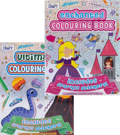 Project Craft Holographic Colouring Book With Sparkly Stickers, Assorted Designs